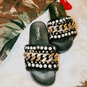 Jeffery Campbell Edie Faux Fur Platform Slides #comfy #cuteshoes